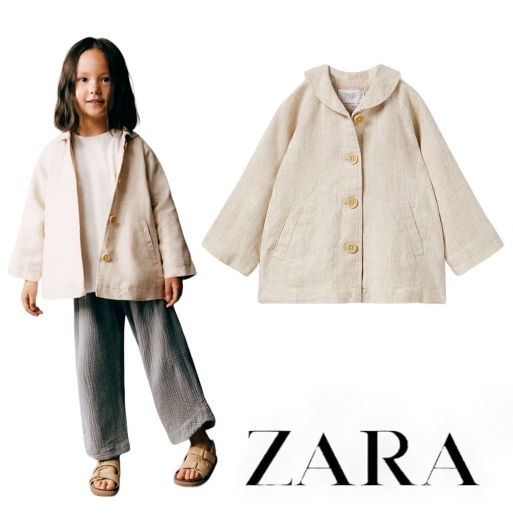 ZARA Kids Light Beige Linen Jacket NWT Size 5T 6T